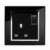 Single switched socket Black CT | Glass Plug sockets by Retrotouch